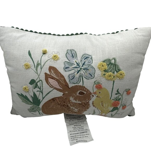 Threshold Bunny Chick Embroidered Pillow 100% Cotton Shell 19"x14" Spring Decor - Picture 16 of 16